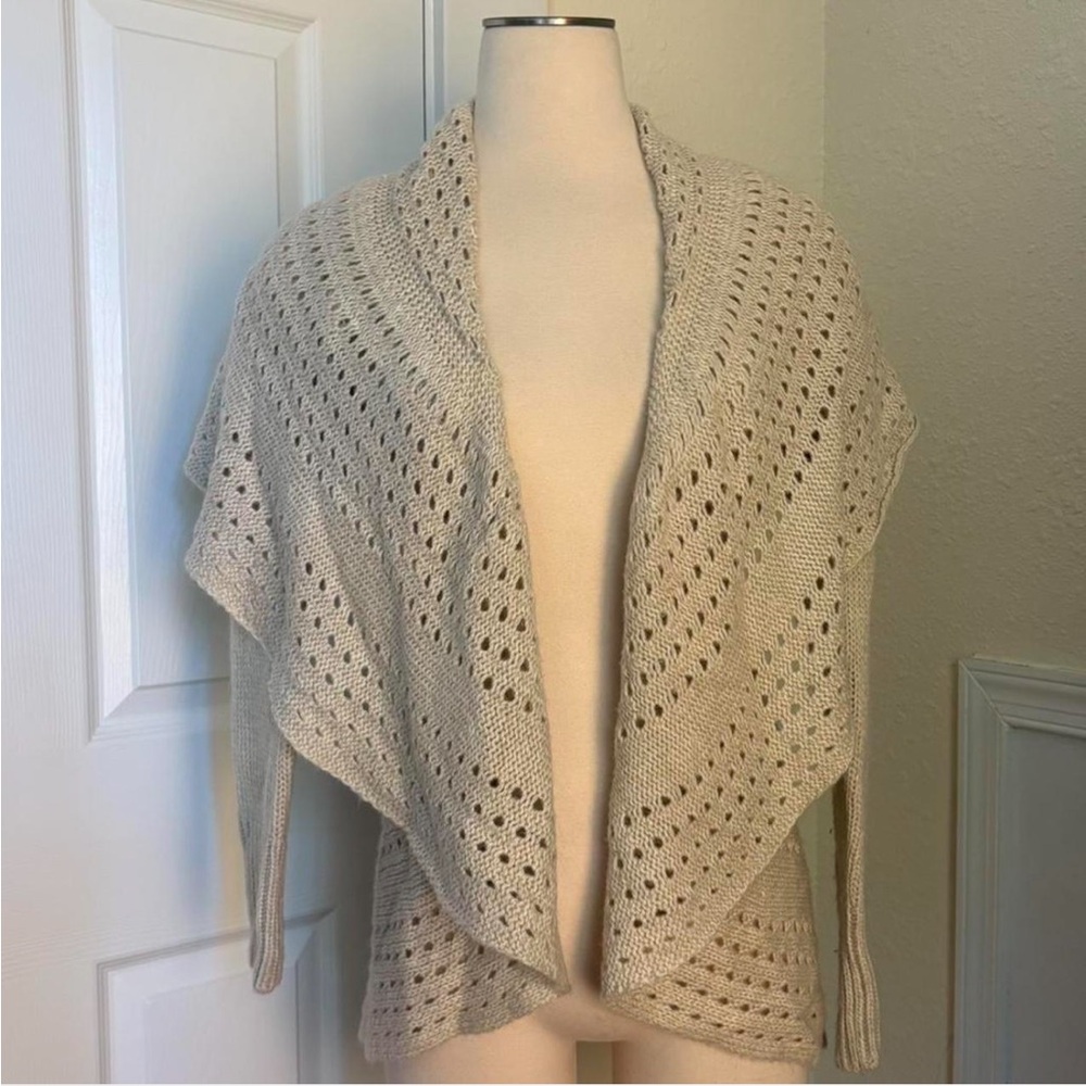 Debbie Morgan Cream Open-Knit Women's Poncho